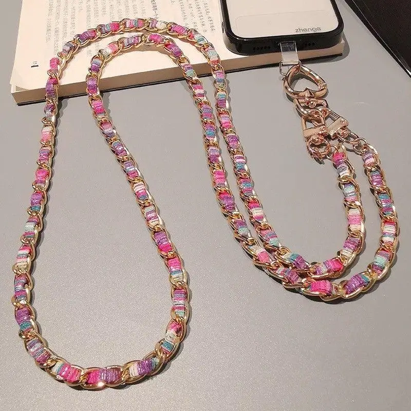 

Y2K Metal Mobile Cellphone Hanging Rope Crossbody Pendant Cord Mobile Phone Cases Lanyard With Patch Girl Necklace Chain Strap