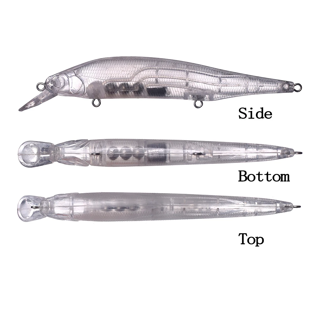 Chan’sHuang 20PCS Unpainted Blanks Transparent Bait 13cm 13.7g Floating Rattles Minnow DIY Handmade Artificial Fishing Lure Tack