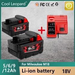 For Milwaukee M18 Battery 18V 5/6/9/12.0Ah Replacement Lithium Battery for Milwaukee M18 48-11-1815 48-11-1850 2604-22 Battery