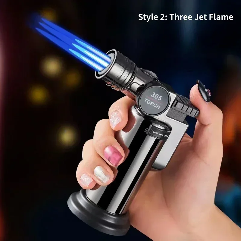 HOT SALE Metal Windproof Dual Flames Cigar Lighters Outdoor Camping Kitchen BBQ Welding Gun Butane Gas Lighters Smoking Gadgets