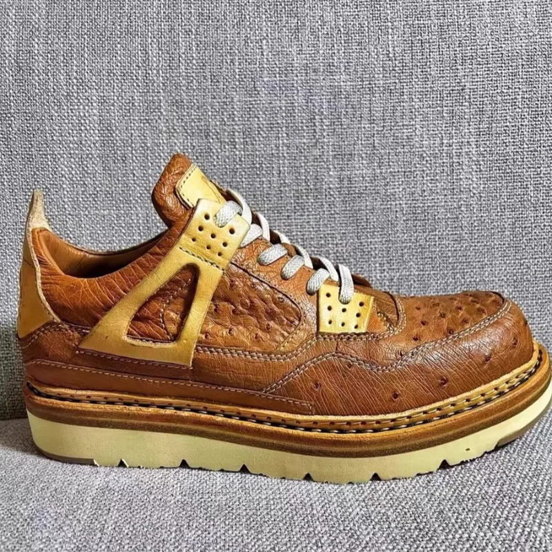 

Роскошная мужская повседневная обувь в стиле ретро, удобные модные кроссовки из натуральной кожи на толстой подошве, модная обувь ручной работы для скейтборда