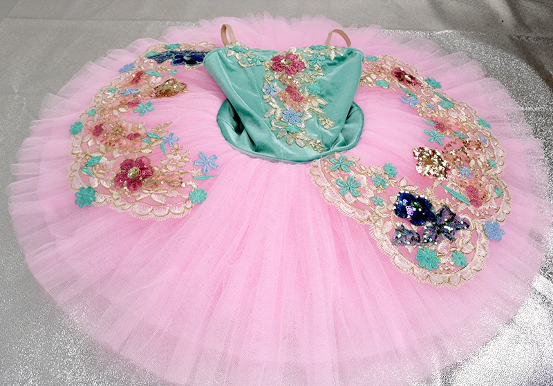 The Nutcracker Performance Ballet tutu green pink Pre-Professional Ballet Tutu Costumes pancake stage Ballet Dress BLST20151