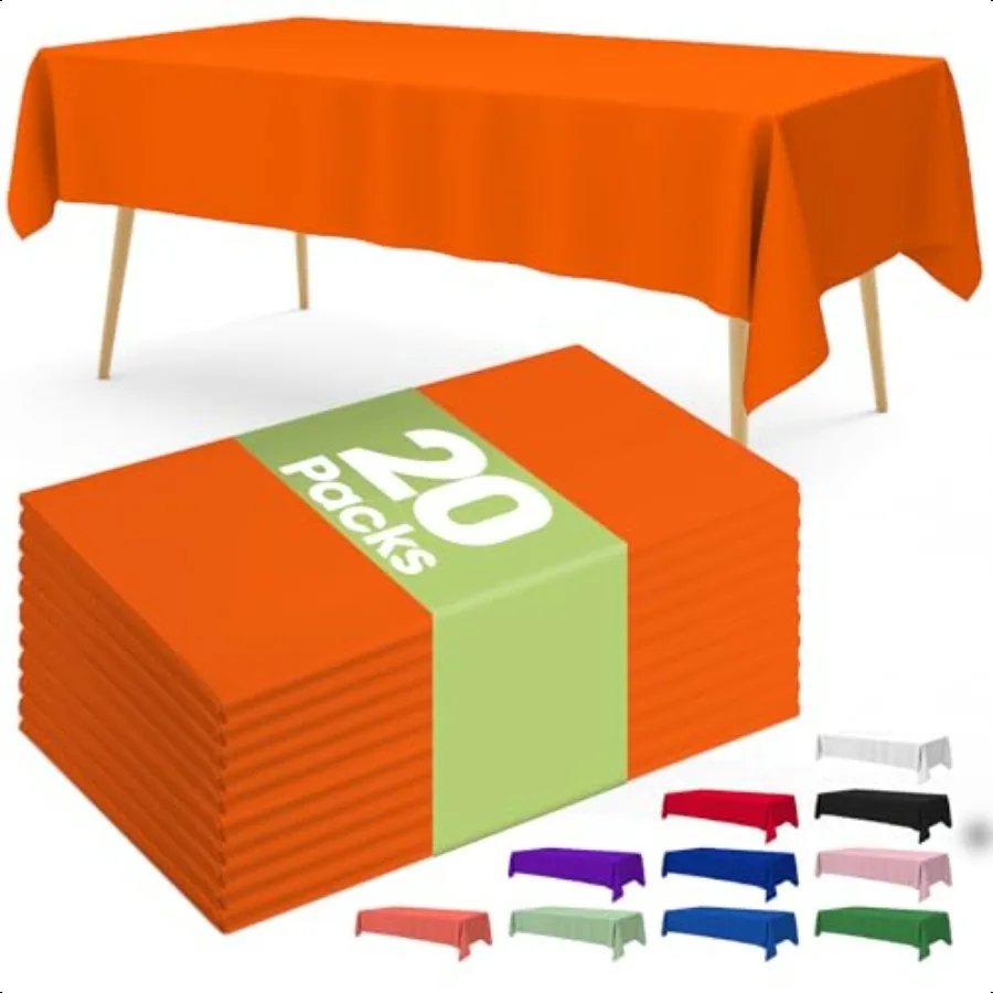 

Plastic Table Cloth 20 Pack 54 x 108 Inch Table Cloths Halloween Party Thanksgiving Decorations Harvest Fall Tablecloths Rec T