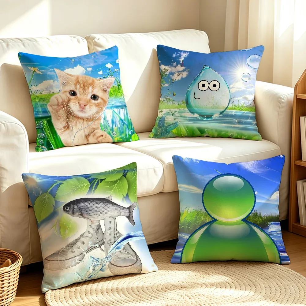 Funny Frutiger Aero Art cushion cover Soft Smooth Hidden Zipper Washable Decorative Couch Office Housewarming Gift