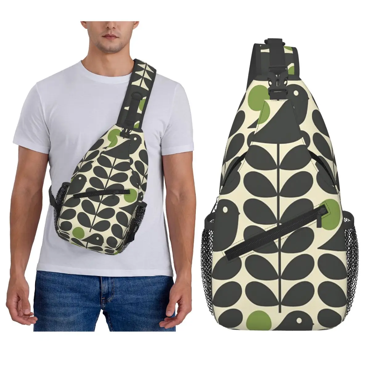 

Orla Kiely Floral Scandinavian Flowers Chest Bag Men Sling Crossbody Backpack Chest Bag Traveling Hiking Daypack Shoulder Bag