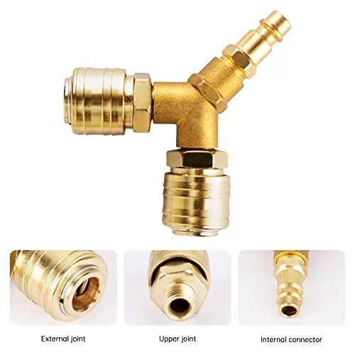 2 Way Air Switch Connector 14AG Compressed Air Distributor for Industrial Pneumatic Tools and Equipment Compatibility