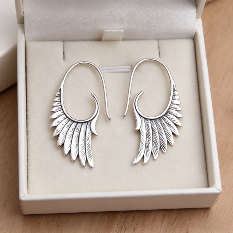 Handgefertigte, flügelförmige Hakenohrringe im Vintage-Punk-Stil für Damen, modisch, klassisch, versilbert, Festival-Feier-Schmuck, Geschenk