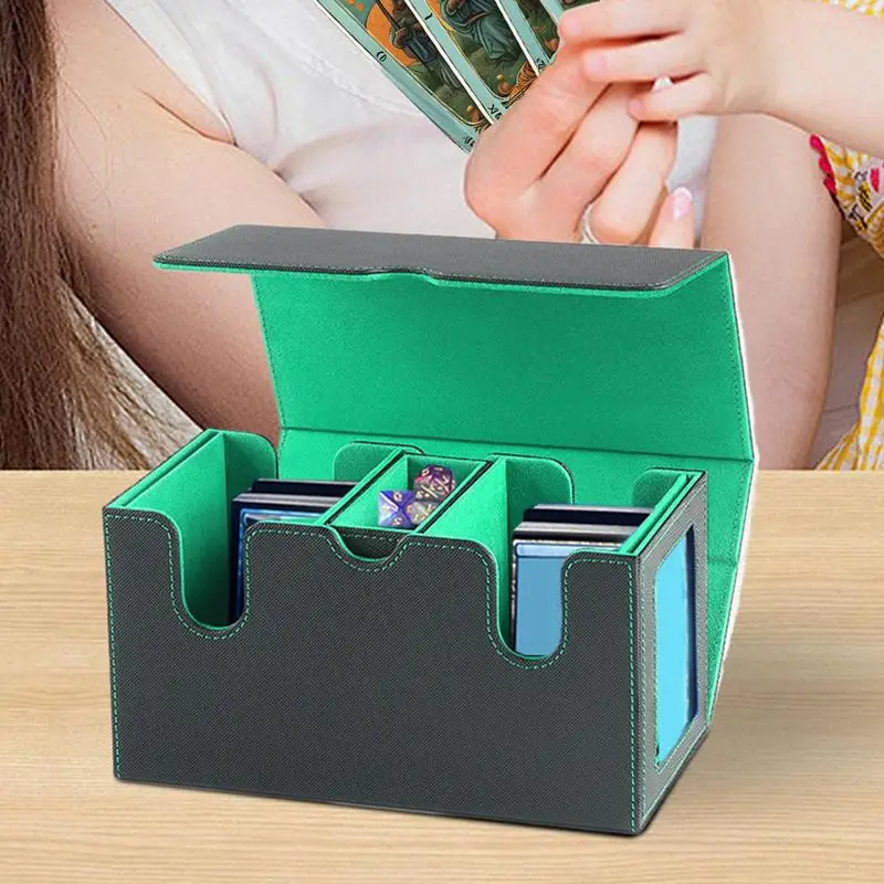 Trading Card Storage Case Large Capacity Magnetic Card Collection Storage With Dice Tray Sturdy Organizer For Children Teenagers