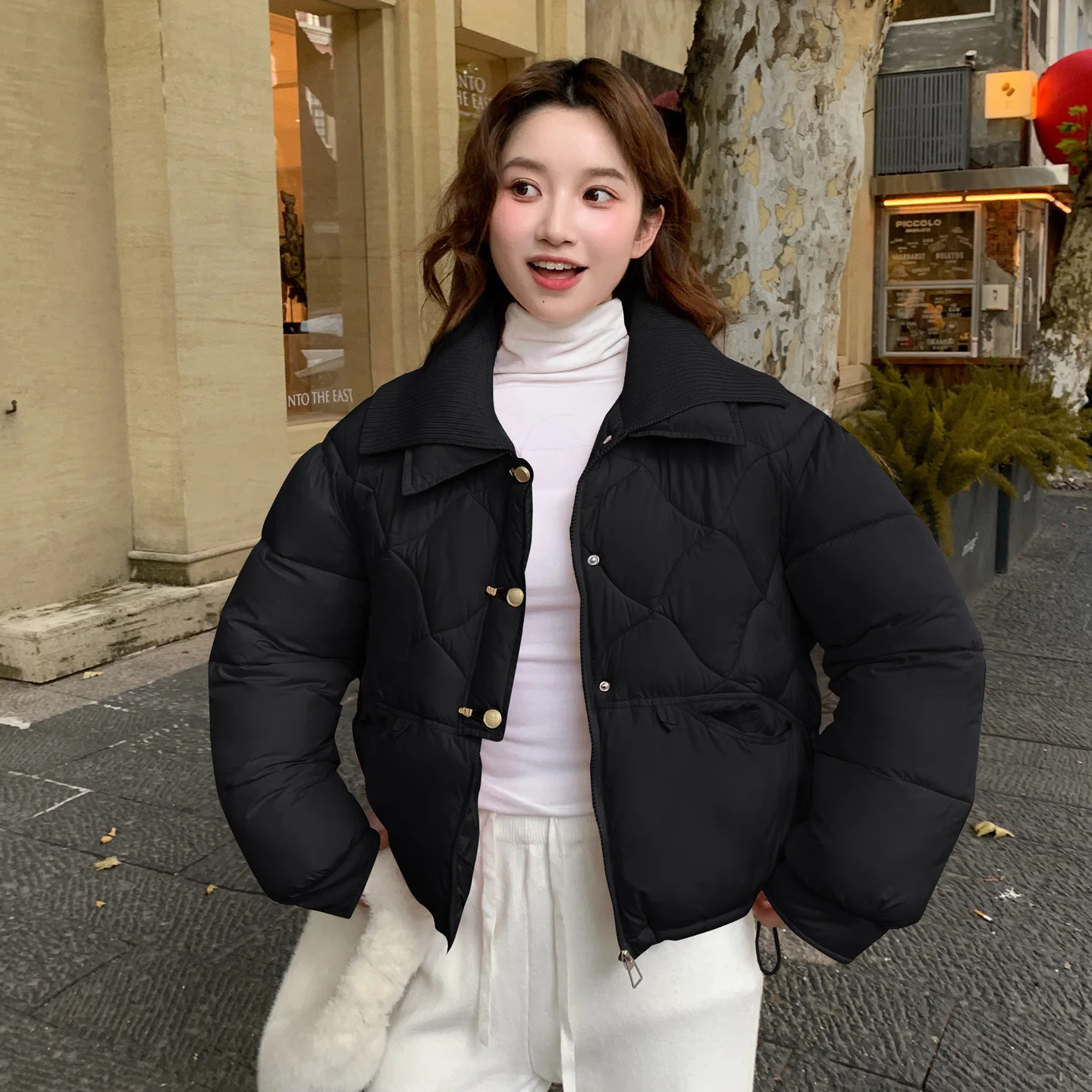 Short Coats Parkas Women Jackets Turn Down Collar Thick Warm Y2k Streetwear Elegant Jacket Work Coat Autumn Winter 2025