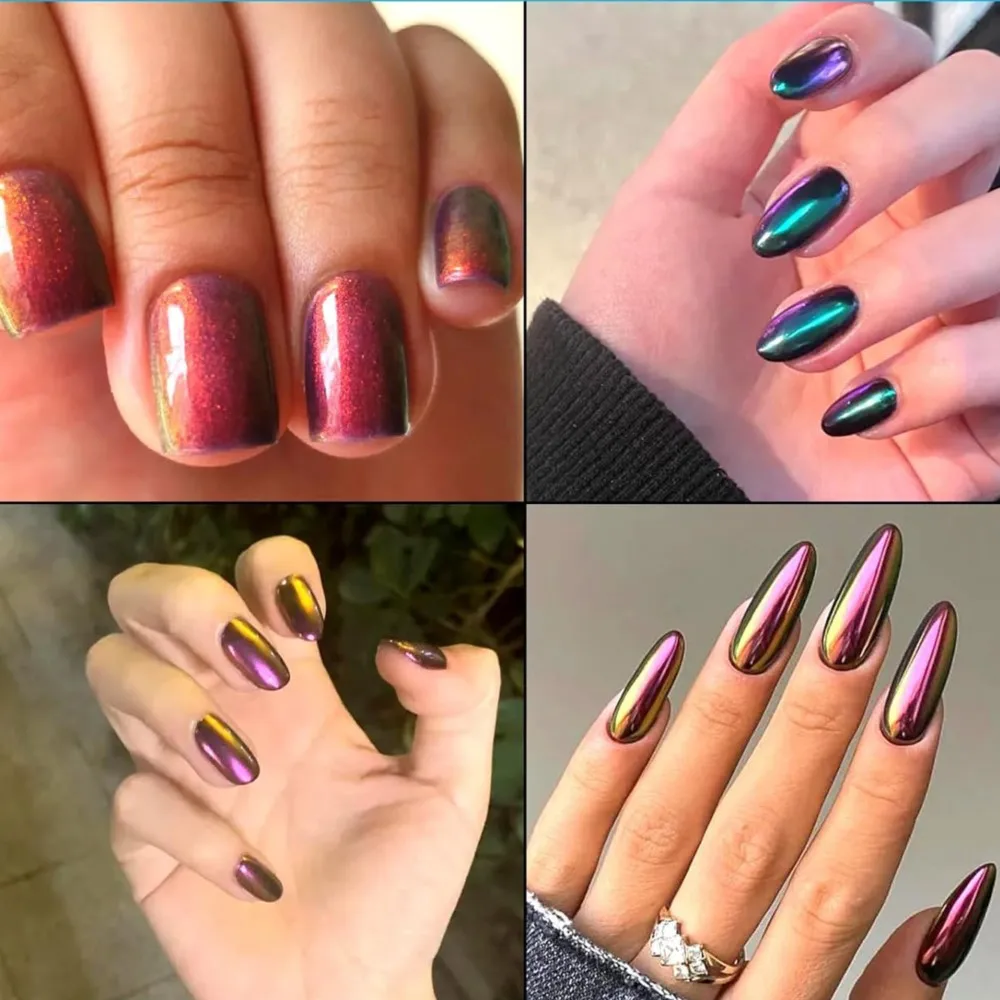 1瓶カメレオンクロームネイルパウダーピンクブルーメタリック効果ミラーパウダーネイル用ホログラフィックピグメントダストカメレオングリッター