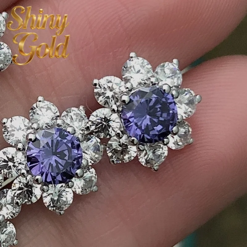 

Серьги-гвоздики ShinyGold с круглыми лабораторными камнями-самоцветами (5 мм, 0.5 карата на штуку) из белого золота 18 карат, ювелирные изделия Promise E058