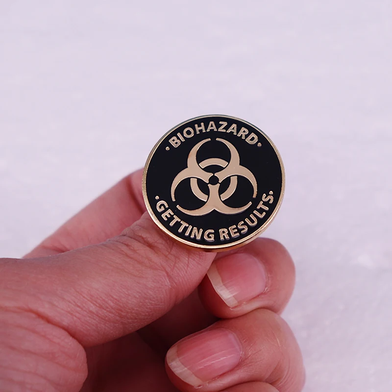 Biohazard Getting Results Enamel Pins Metal Badges for Backpack Jacket