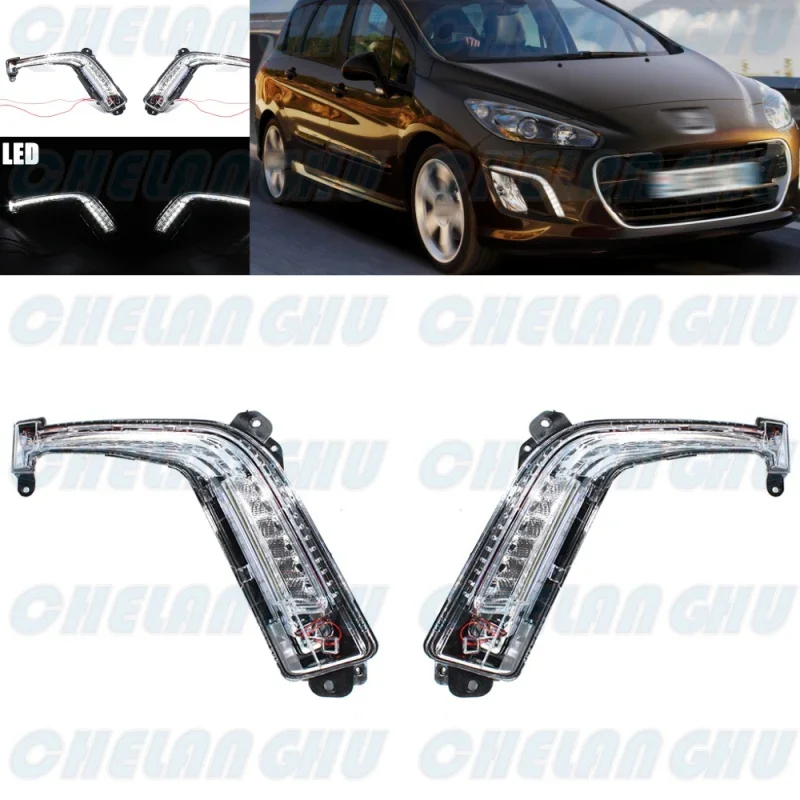 

For Peugeot 308 308 CC 308 SW 2011 2012 2013 2014 1 Pair Front Bumper LED DRL Daytime Running Light 6206X4 6208X4