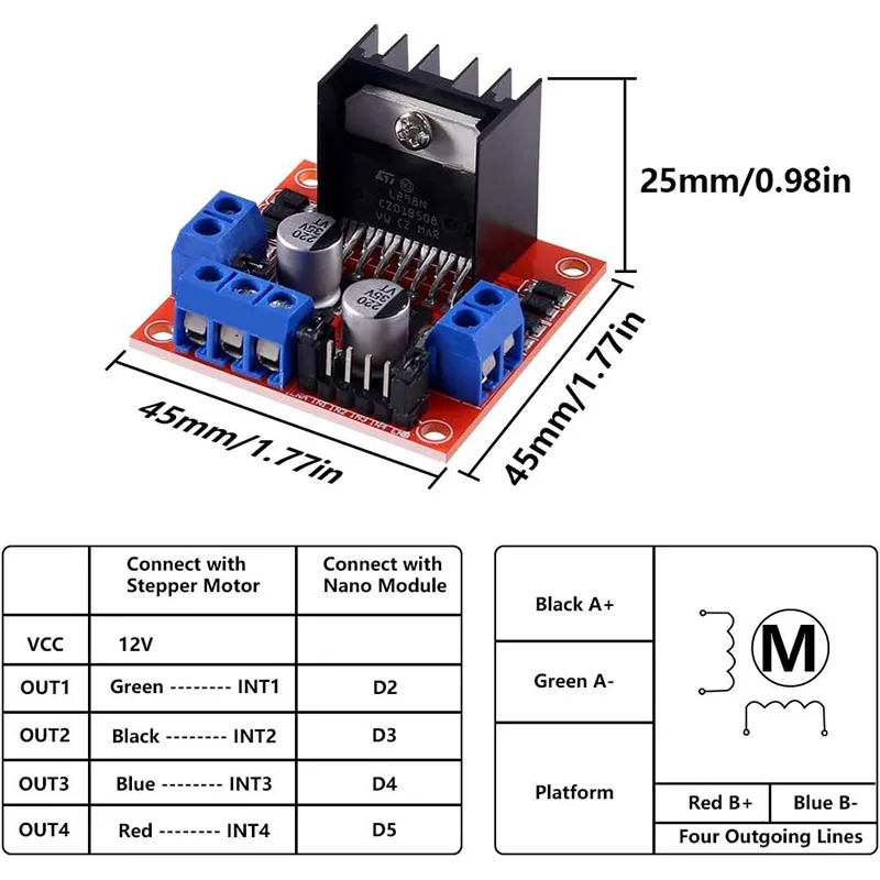 L298N Motor Driver Controller Board L298 Module For Arduino Dual H Bridge DC Stepper Motor Smart Car Robot