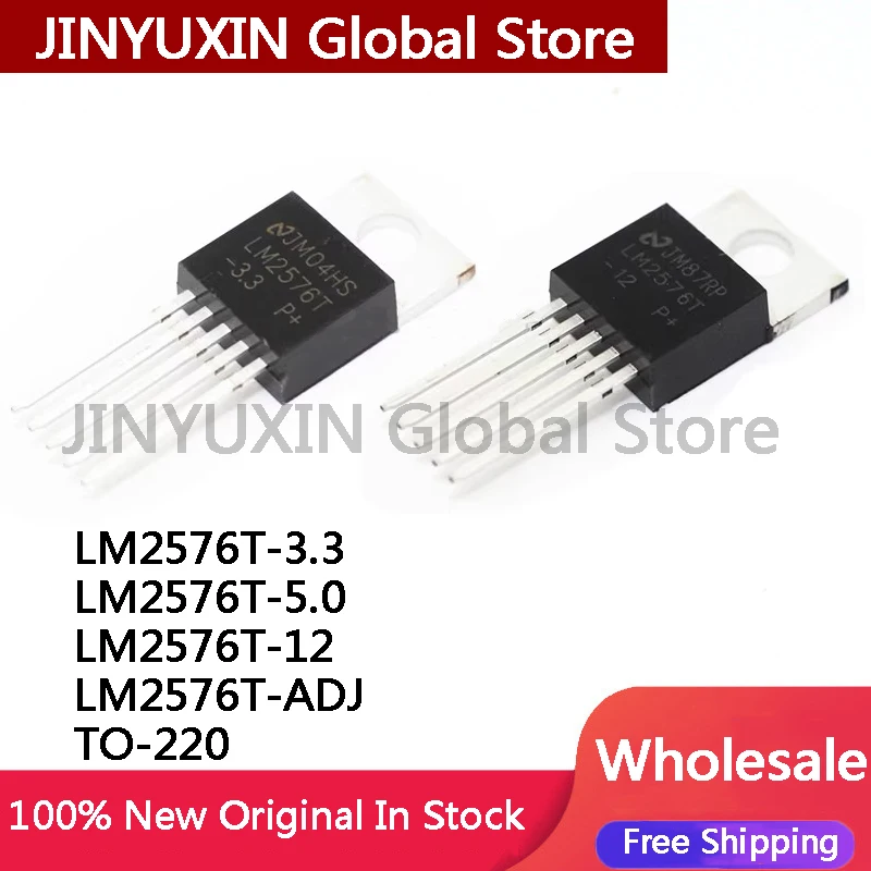 10Pcs New LM2576T 3.3 LM2576T 5.0 LM2576T 12 LM2576T ADJ LM2576 inline TO-220-5 switching regulator IC Chip Wholesale