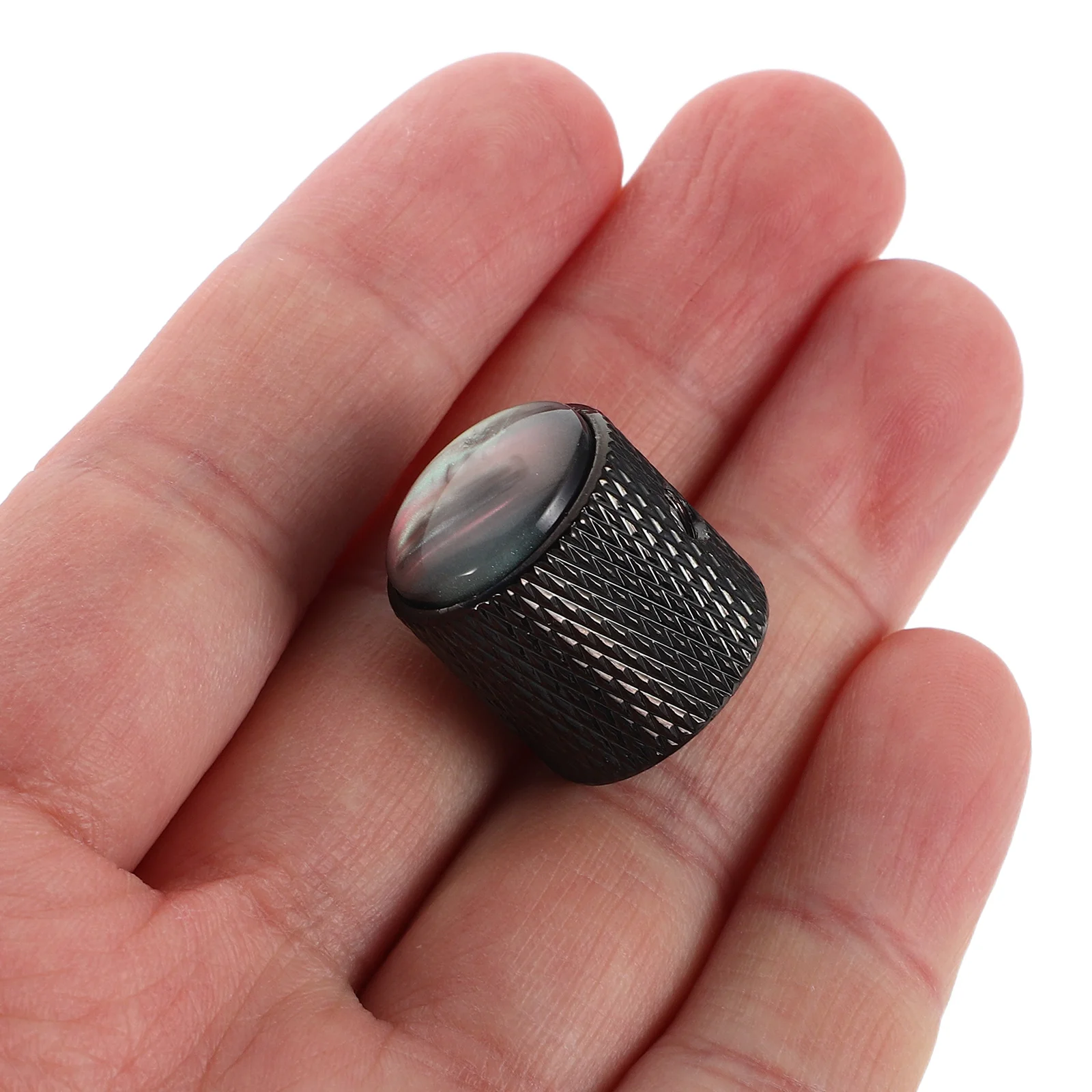 

Electric Guitar Bass Guitar Knobs Adjustable Volume Tone Silver Green Cat's Eye Stone Potentiometer Cap Metal Round