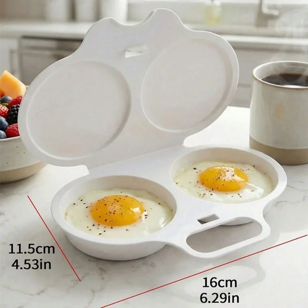 Microwave Egg Steamer Box, Double Compartment Heat-Resistant Plastic Boiler, Fast Breakfast & Bento Tool