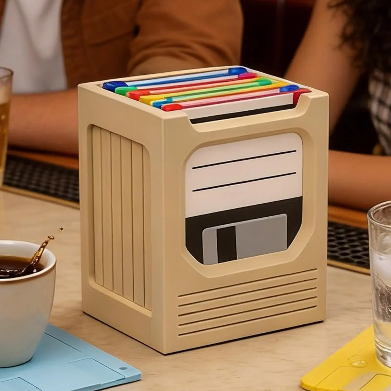 Retro Tech Coaster Holder Set Retro Aesthetic Storage Rack Drink Coasters Set for Computer Desk Office Home Bedroom Dorm