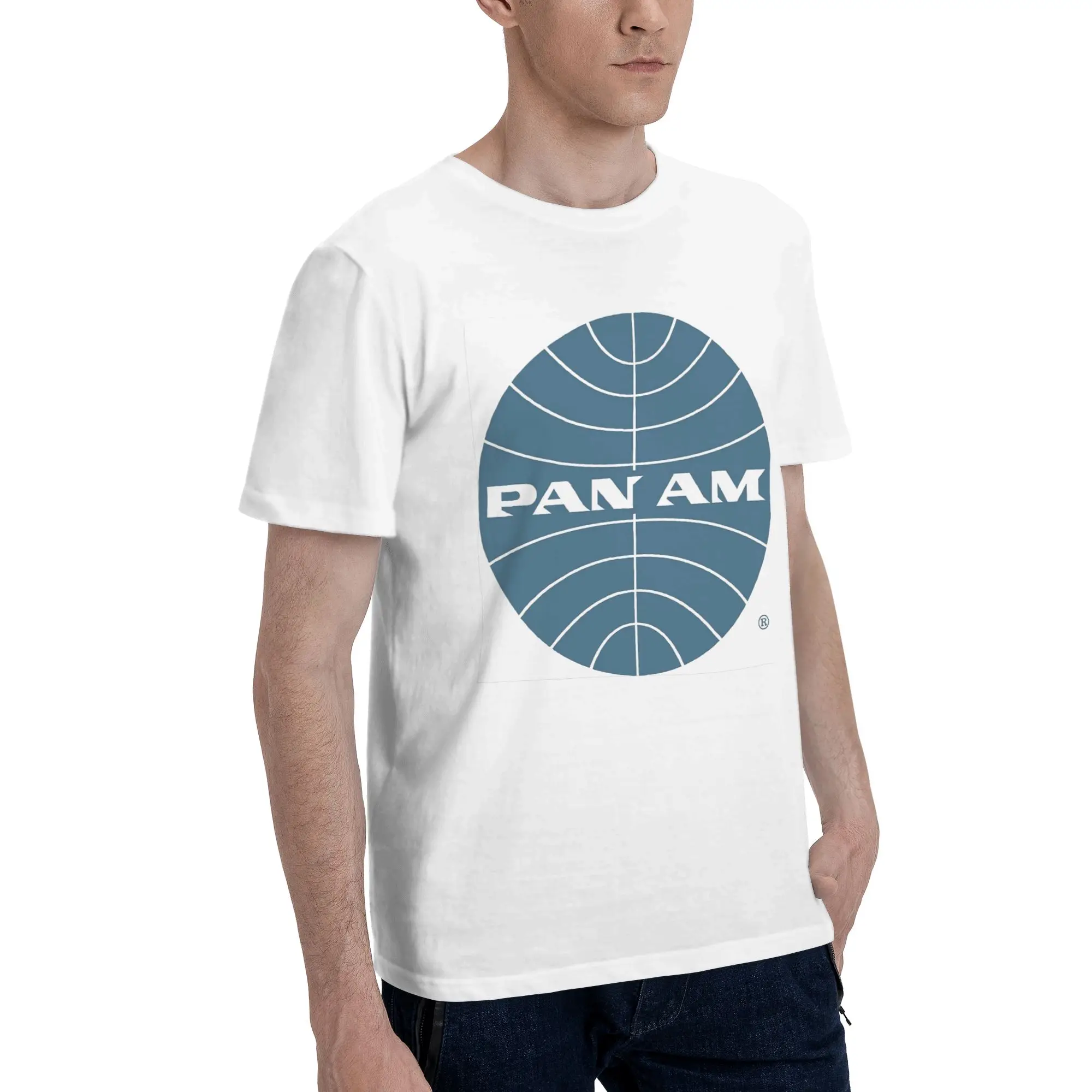 

Pan Am Early 1950s Globe Thin Frame Inverted Men T-Shirt Oversized T Shirts Men's O-Neck Cotton Tees Short Summer Male