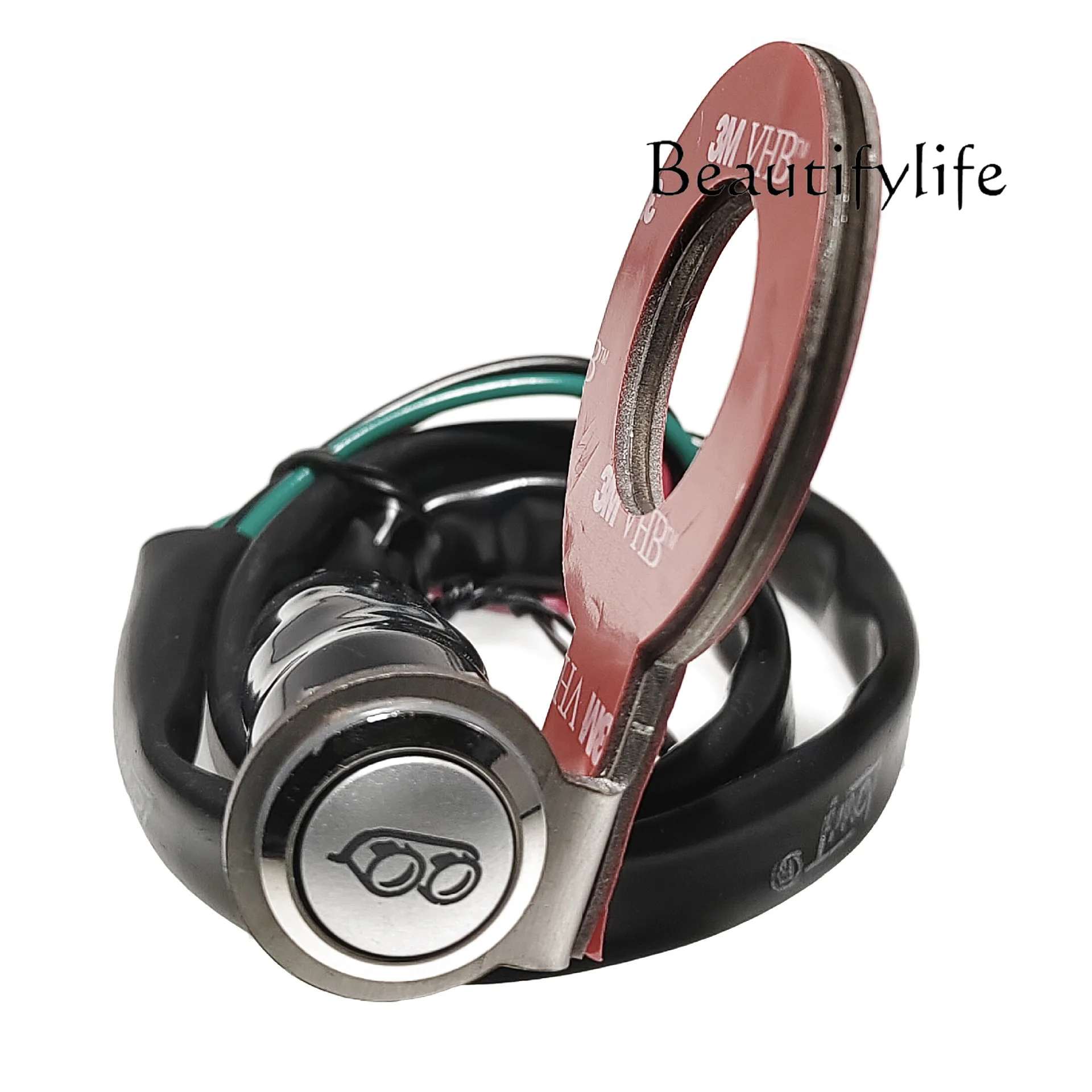 

Motorcycle button with LED self-locking spotlight switch headlight exhaust logo two-color light modification bracket