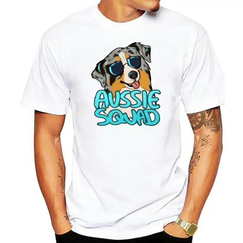 Футболка австралийского пастуха, футболка отряда AUSSIE, повседневная забавная футболка, Мужская хлопковая футболка с коротким рукавом и принтом