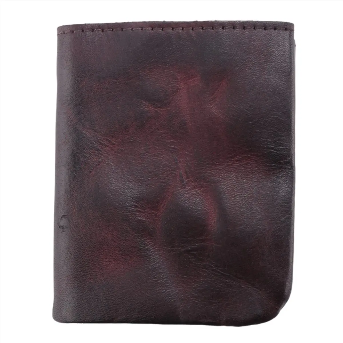 ABQR Wrinkle Wallet,Vintage Handmade Cow Leather Card Holder for Men, Leather Bifold Money Clips,Coffee