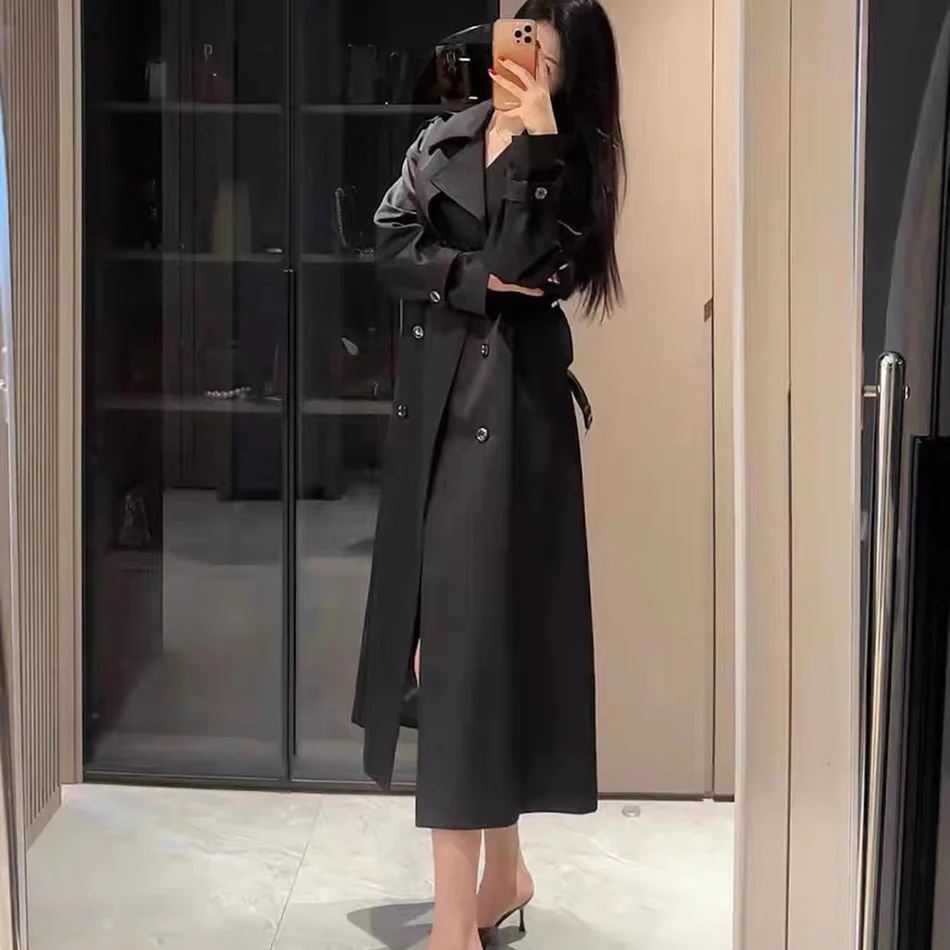 Offer Coats Woman Leather Y2k Trench Coat Features Summer Emo Lengthened Dry College Woman'S Senior Below-The-Knee Springautumn