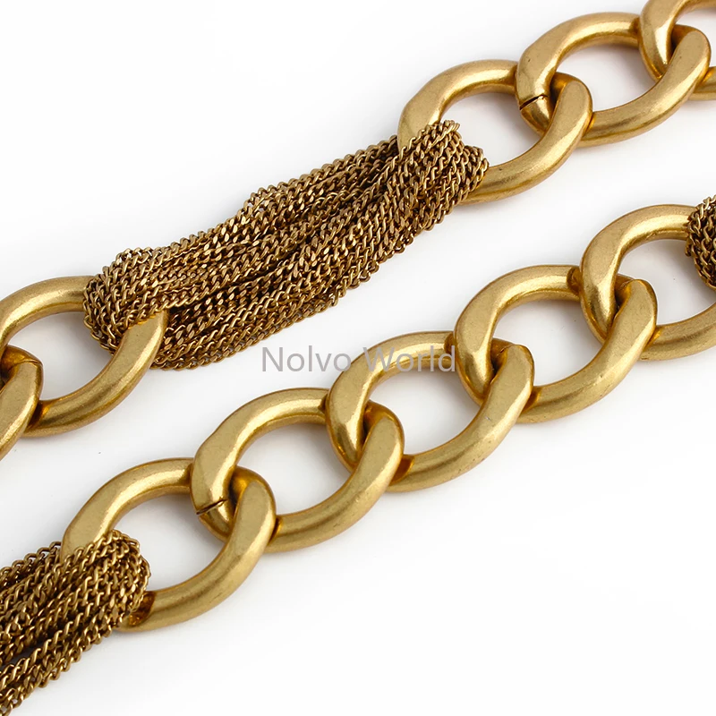 Satin Gold 24MM Width 52CM Length Heavy Metal Bag Chains With O Ring For Underarm Handbag Shoulder Strap Waist Belt Accessories