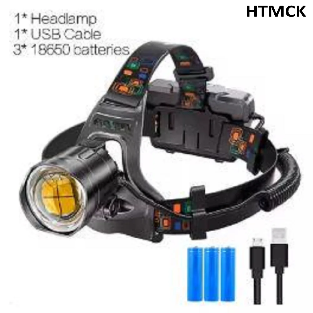 Zoomable LED Headlamp USB Rechargeable Super Bright Waterproof Head Torch High Power Outdoor Head Light for Camping Hiking Worki