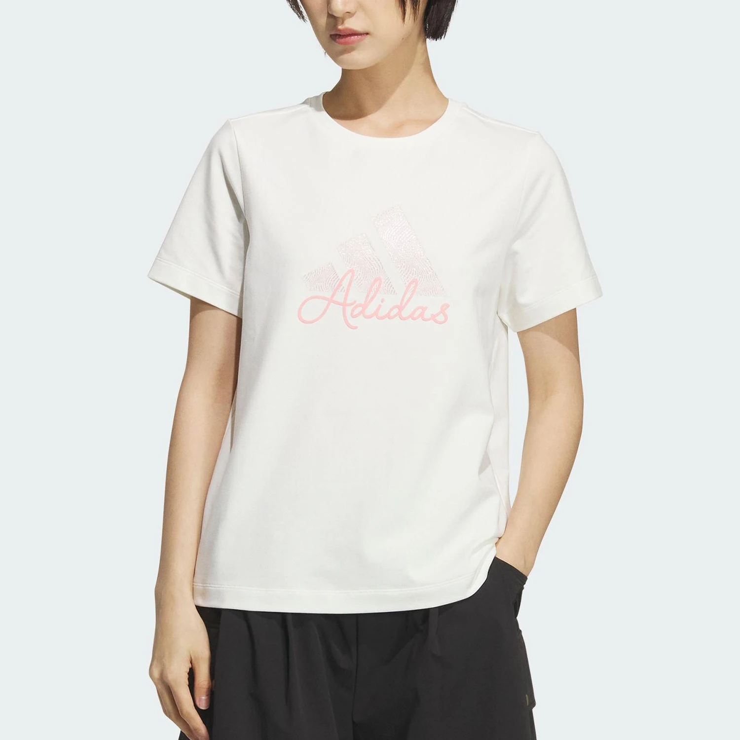 

Adidas подлинный 2025 летний женский трикотажный повседневный дышащий с коротким рукавом KF2677