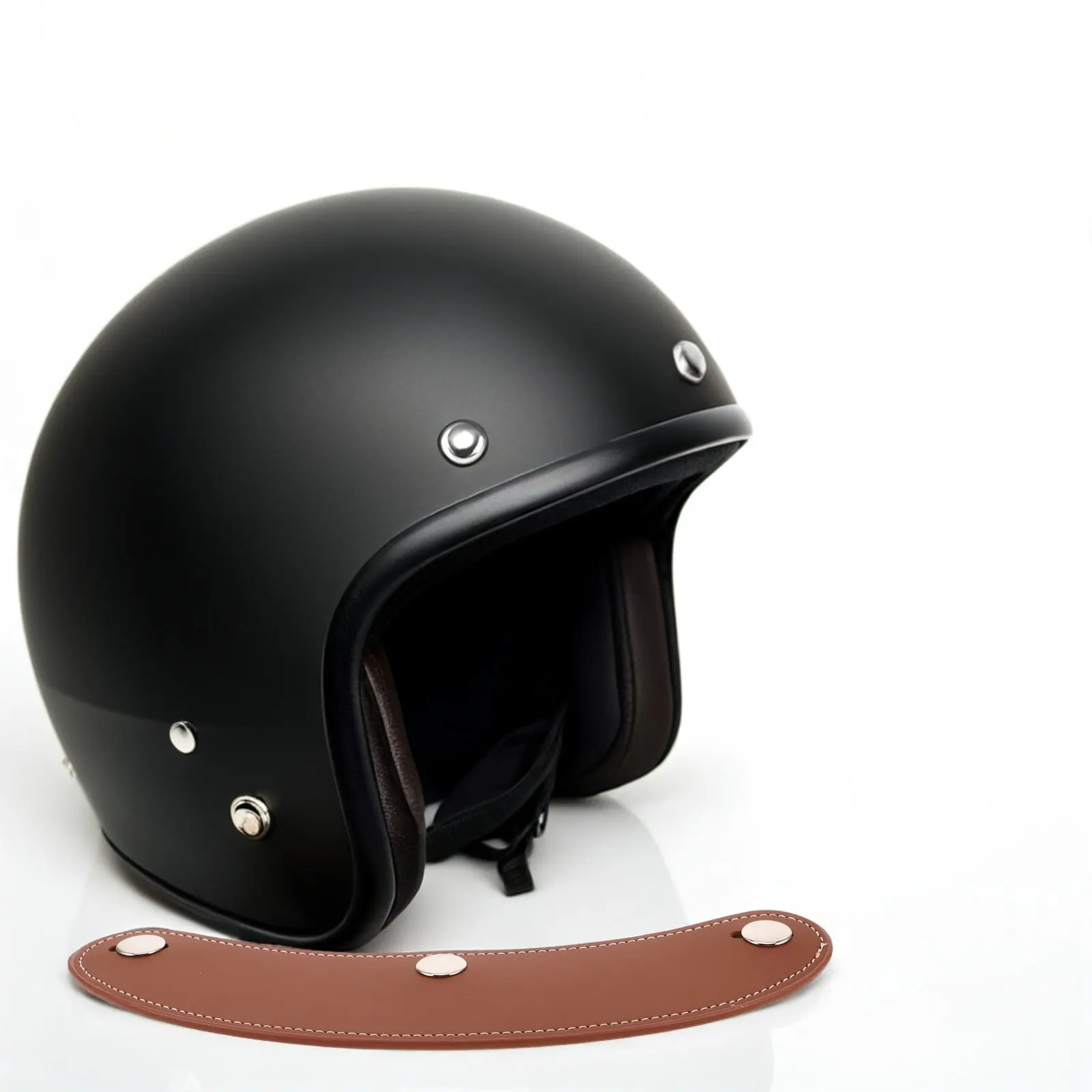 

Retro Motorcycle Visor PU Sun Shield Three Snap Design Compatible with Most Half Helmets Uv Blocking Peak