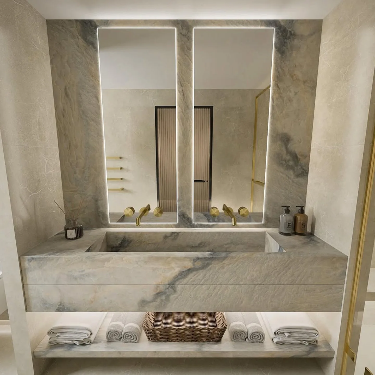 Translucent Natural Onyx Stone Sink Hand Polished Solid Marble Wash Basin Luxury Art Basin for High-end Club Interior Decoration
