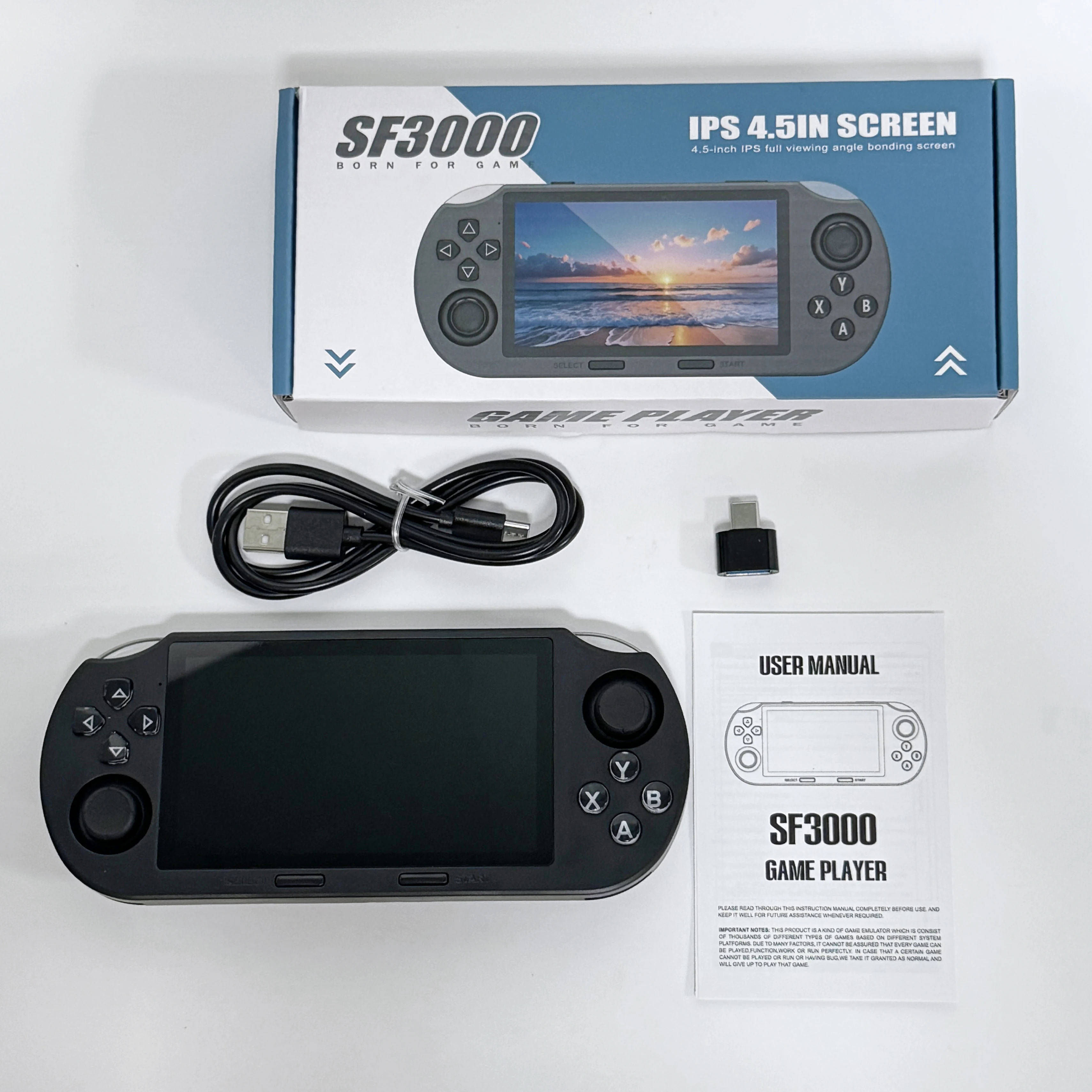 ポータブルゲーム機 SF3000 4.5インチ 本体 SF3000 携帯型ゲーム機、4.5 インチ大画面、電子書籍、MP4、音楽機能