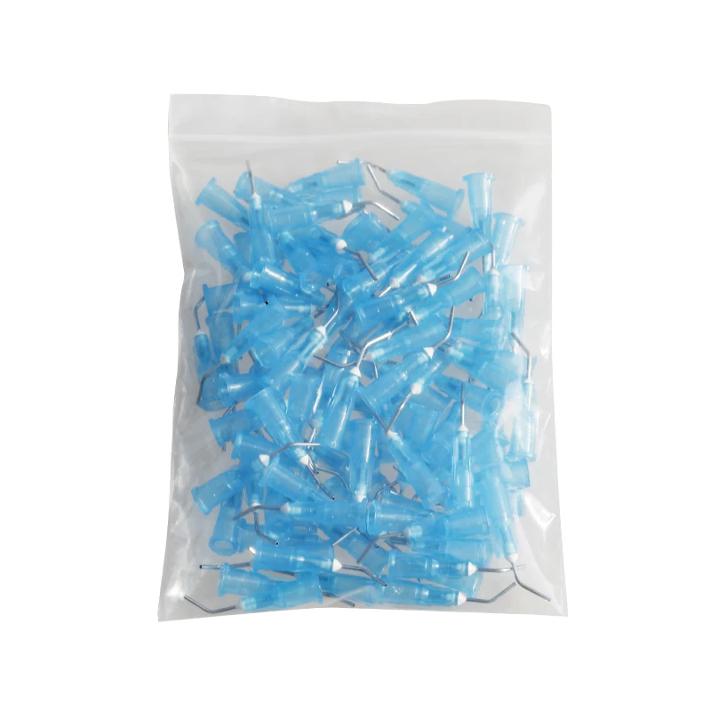 Pre Bent Dental Etching Needle Curved Metal Tip Disposable Dispensing Tips For Acid Etchant Resin Bonding Application Dental Lab