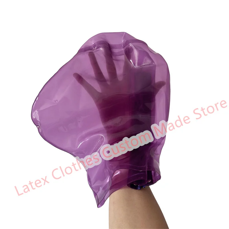 

Transparent Purple Latex Hood Back Zipper Rubber Mask Sexy Fetish Cosplay Halloween Costumes for Men Women