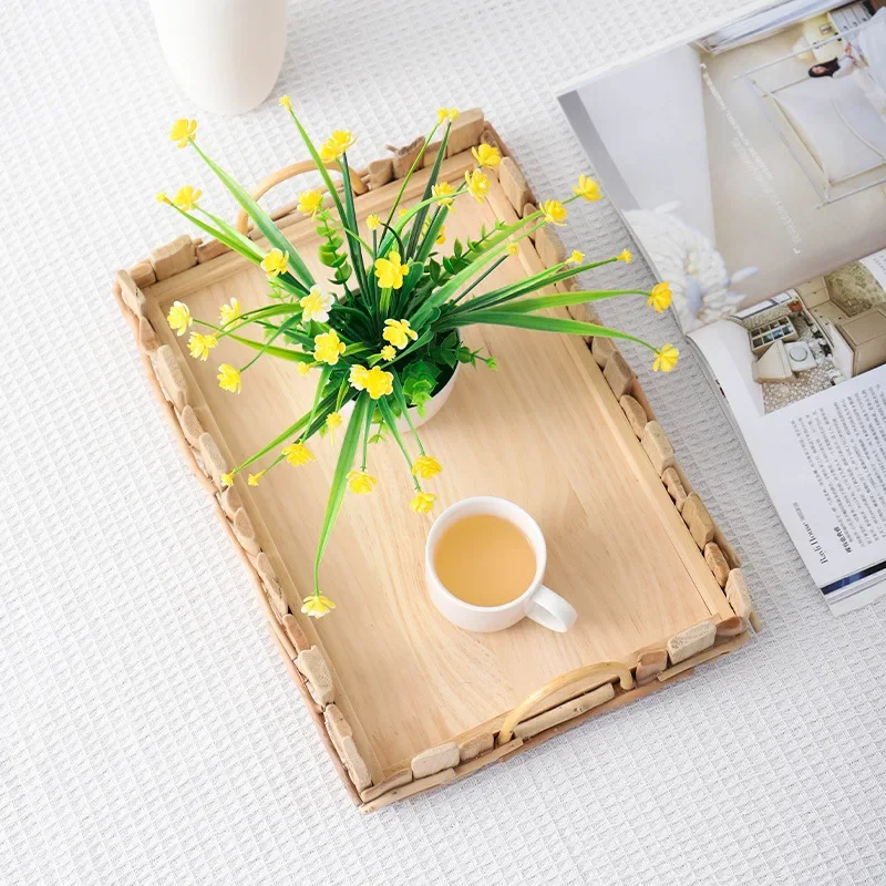 Wooden tray ornament, bed and breakfast tea room living room storage tea tray, desktop perfume fragrance rack,