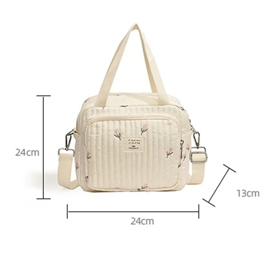 Cute Embroidered Bear Flower Mommy Bag Baby Diaper Handbag Fashion Shoulder Bags Portable Large Capacity Storage Crossbody Bag