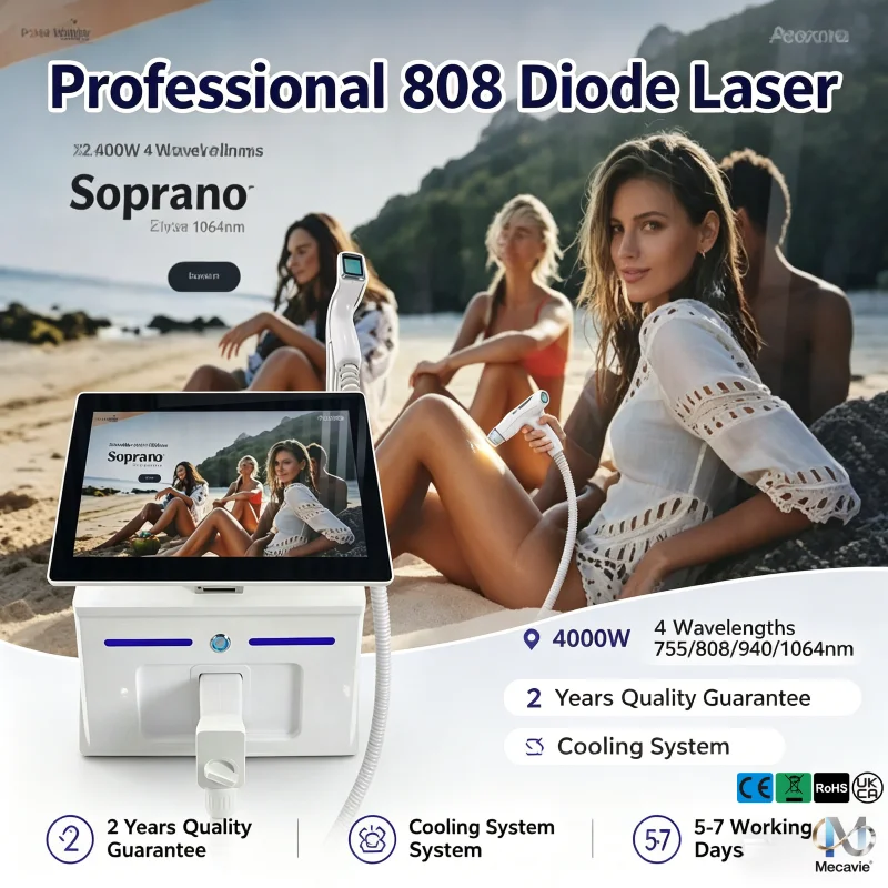 

‌2026 Professional 4000W Ice Cooling Diode Laser Hair Removal 4 Waves 755 940 1064 808nm Painless Permanent Device‌ LCD Screen