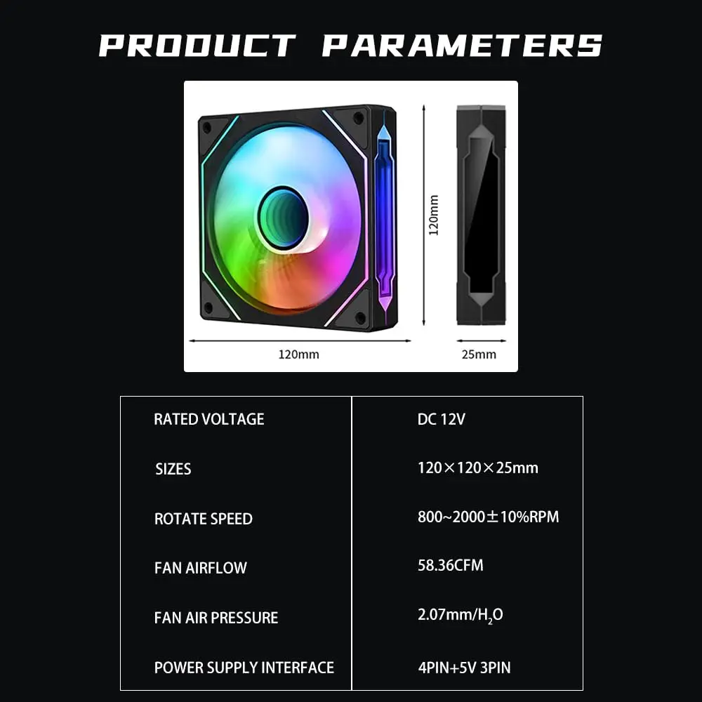 Prism 4 Pro Fan Kipas Komputer Gaming Argb Smart Thermostat Pwm Sync Light Notebook Cooling Pad Kipas Casing Desktop