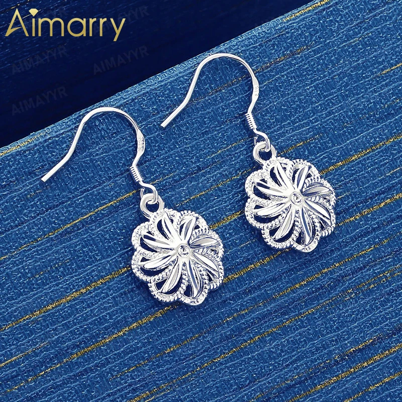 925 Sterling Silver Hollowed Out Three-dimensional Small Flower Earrings for Women's Banquets High-quality and Fashion Jewelry