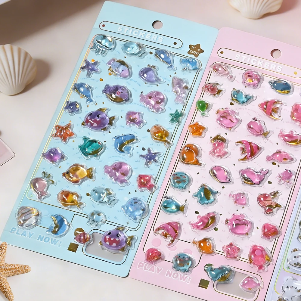 3D Kids Cartoon Kawaii Animal Handwork Nail Sticker Penguin Rabbit Bear Relief Drop Sticker for Scrapbooking Phone Case DIY Deco view 6