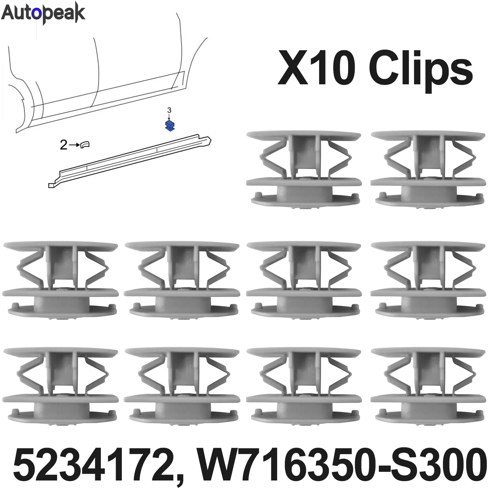 

10x For LINCOLN MKZ Mercury Sable Montego Side Skirt Sill Rocker Panel Moulding Molding Trim Cover Clips 5234172 W716350S300