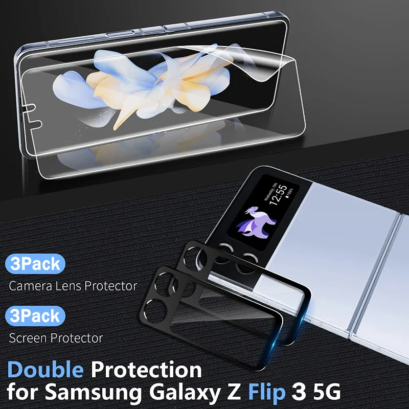 6 IN 1 Tempered Glass Camera Protector For Samsung Galaxy Z Flip 3 5G Soft Fold Screen Front Film Cover For Samsung Z Flip 3