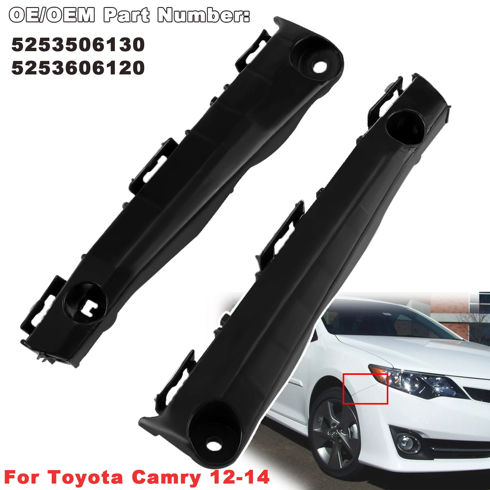 

For Toyota Camry 2012-2014 Car Front Bumper Retainer Brackets Spacer Left Right Pair Beam Mount Support 5253606120 5253606130