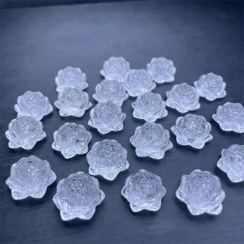 

5 шт. натуральный прозрачный кварц Лотос резьба Исцеление Рейки с отверстием Мода фэн-шуй ювелирные изделия драгоценный камень праздничный подарок 18 мм