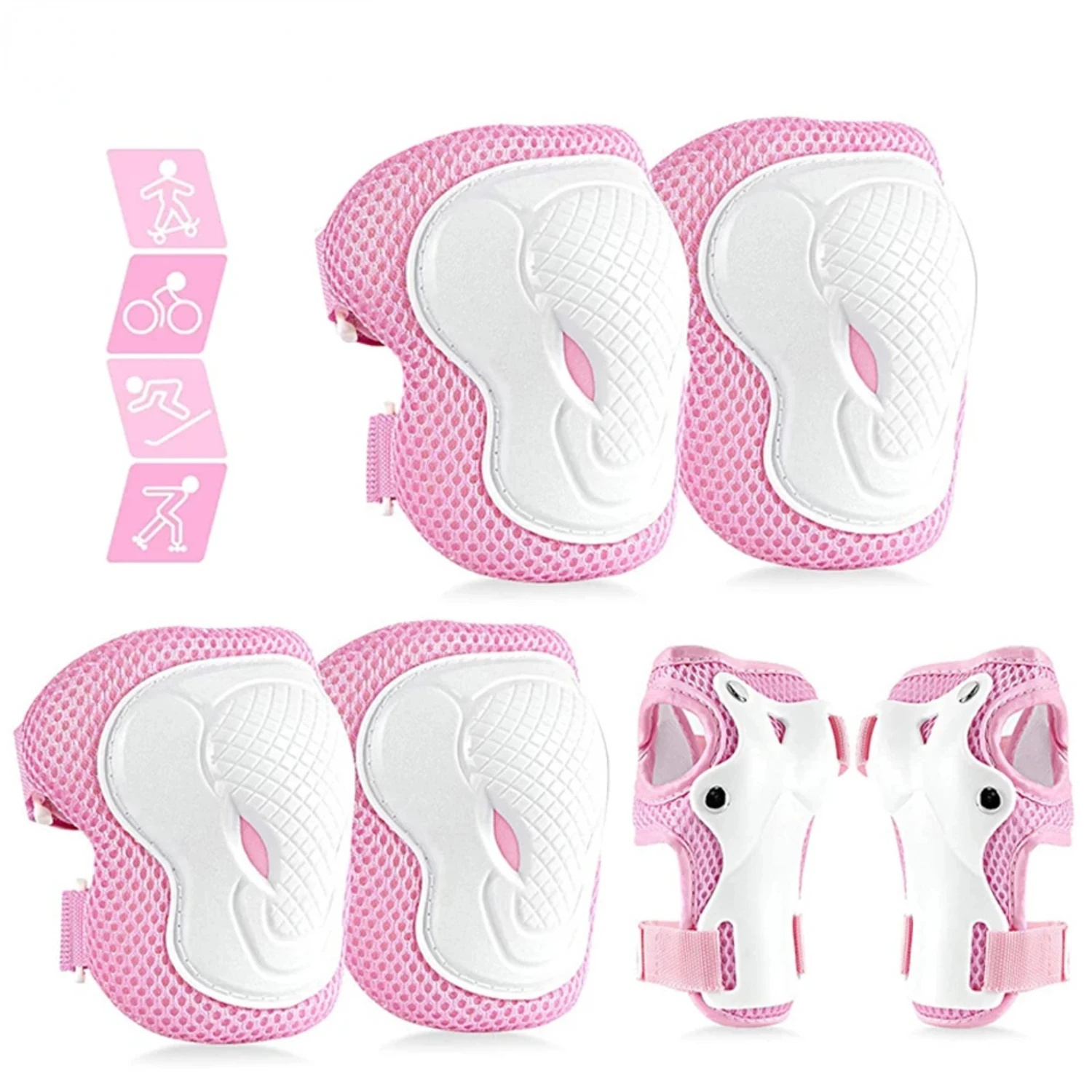 

6 In 1 /Youth Protective Gear Set, Knee Pads Elbow Pads & Wrist Guard Scooter, Skateboard, Bicycle, Inline Skating