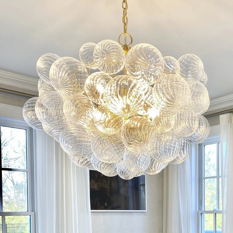

Whirlpool glass bubble ball living room dining room main light modern light luxury French bedroom all copper chandelier