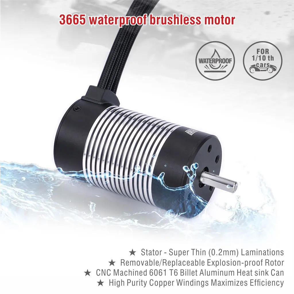 تجاوز هواية 3665 مقاوم للماء فرش Sensorless موتور 2600KV 3100KV 5 مللي متر رمح ل 1/10 RC سيارة سباق السيارات WLtoy 10428 لعبة جزء