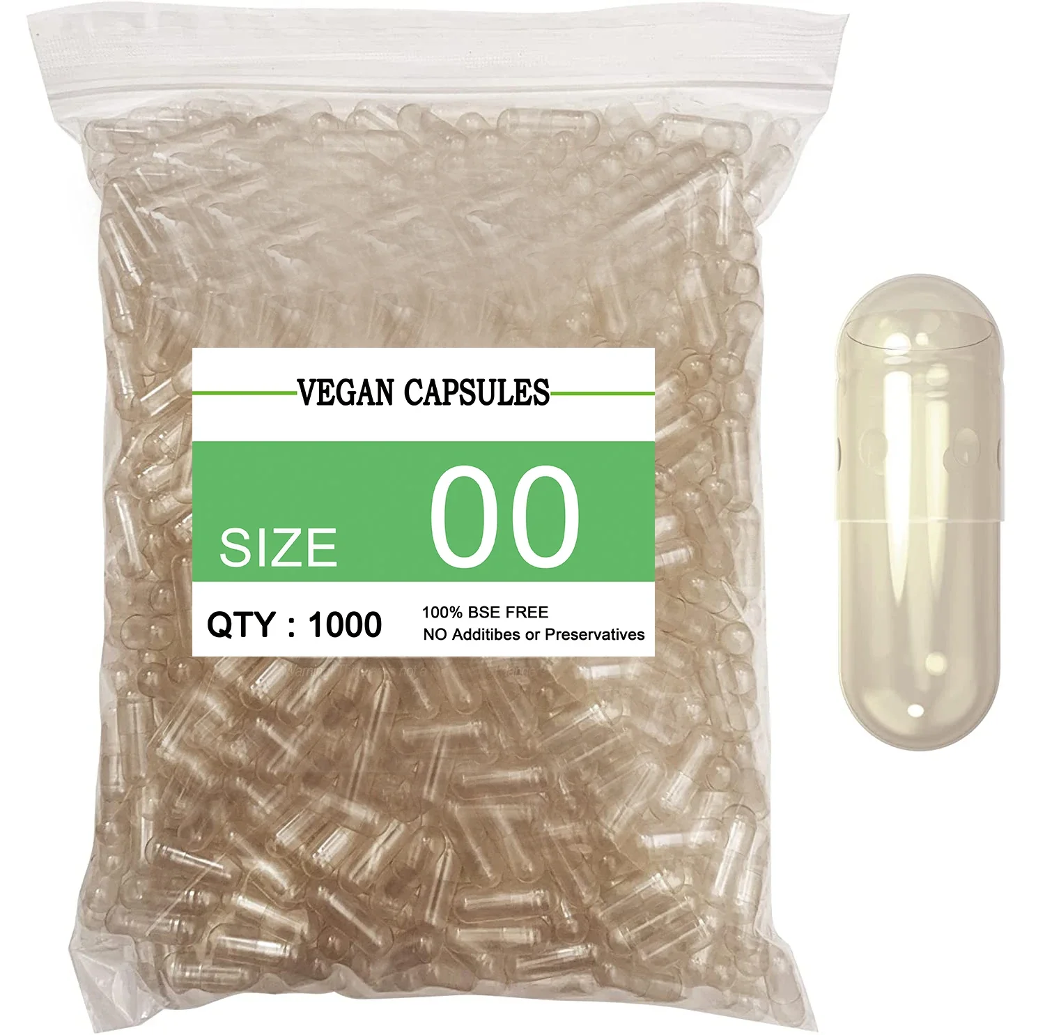 1000PCS Vegan Separated Capsules Size 000 00 0 Clear Empty Gel Hard Vegetarian Joined Kosher Halal HPMC Hollow Capsule