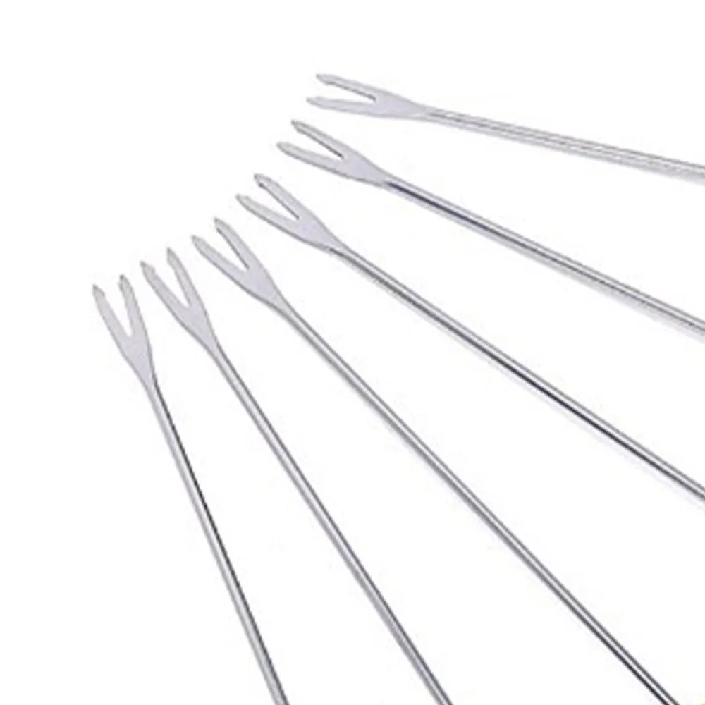 6pcs Multifunctional 9.45in Fondue Fork Wooden Handle Color Coded Dessert Fork Rustless Heat Insulated Cheese Fork Kitchen Use